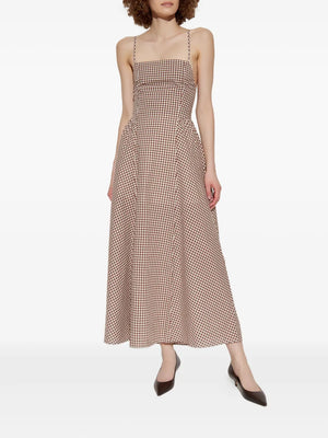 Stylish open back detail of the Callie Dress in Petite Mocha Gingham by Posse.