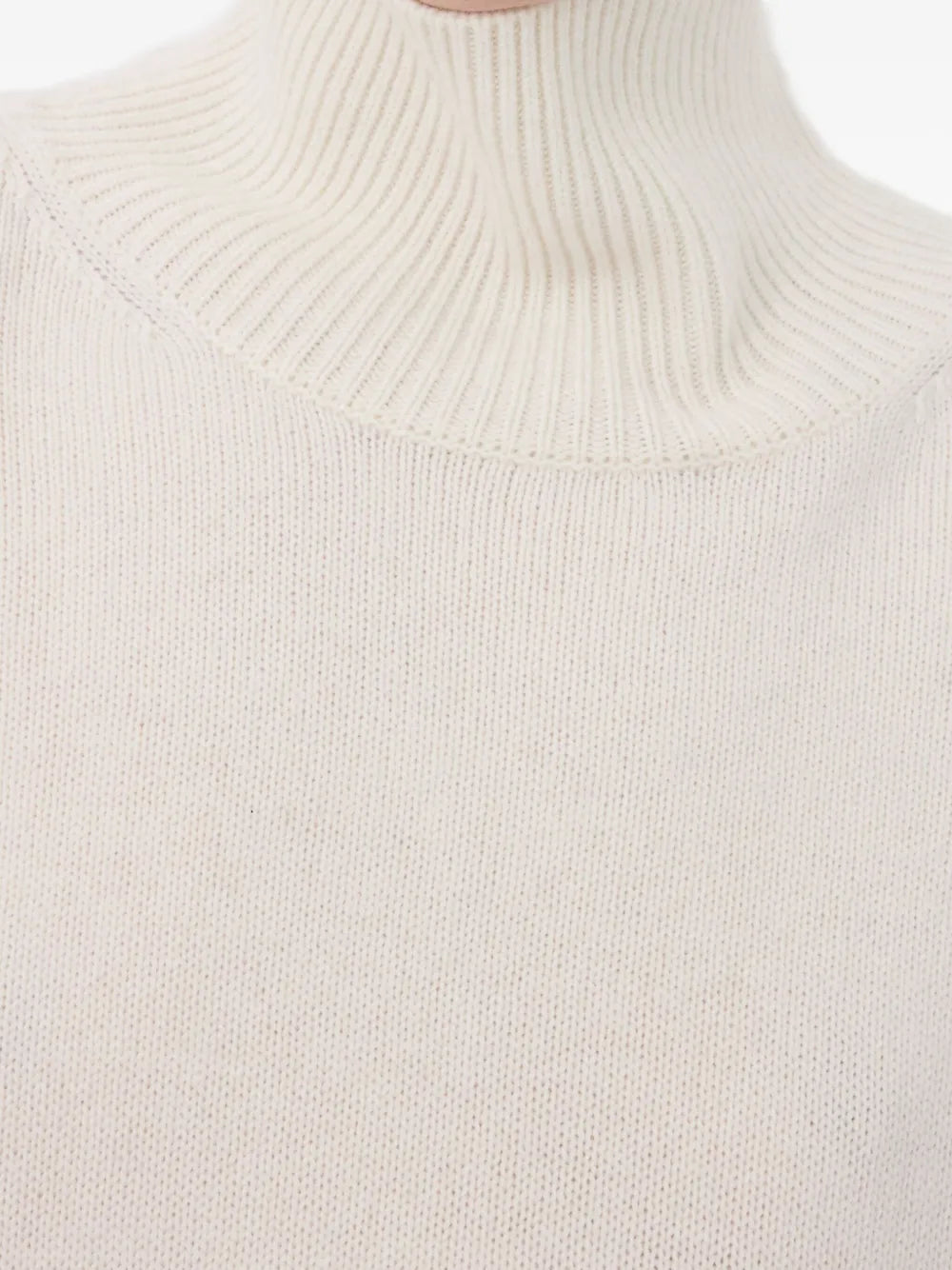 An elegantly displayed Luke Stand Collar Sweater in Ivory, perfect for cozy, stylish winter wear.
