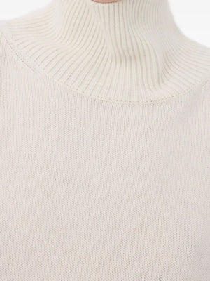 An elegantly displayed Luke Stand Collar Sweater in Ivory, perfect for cozy, stylish winter wear.