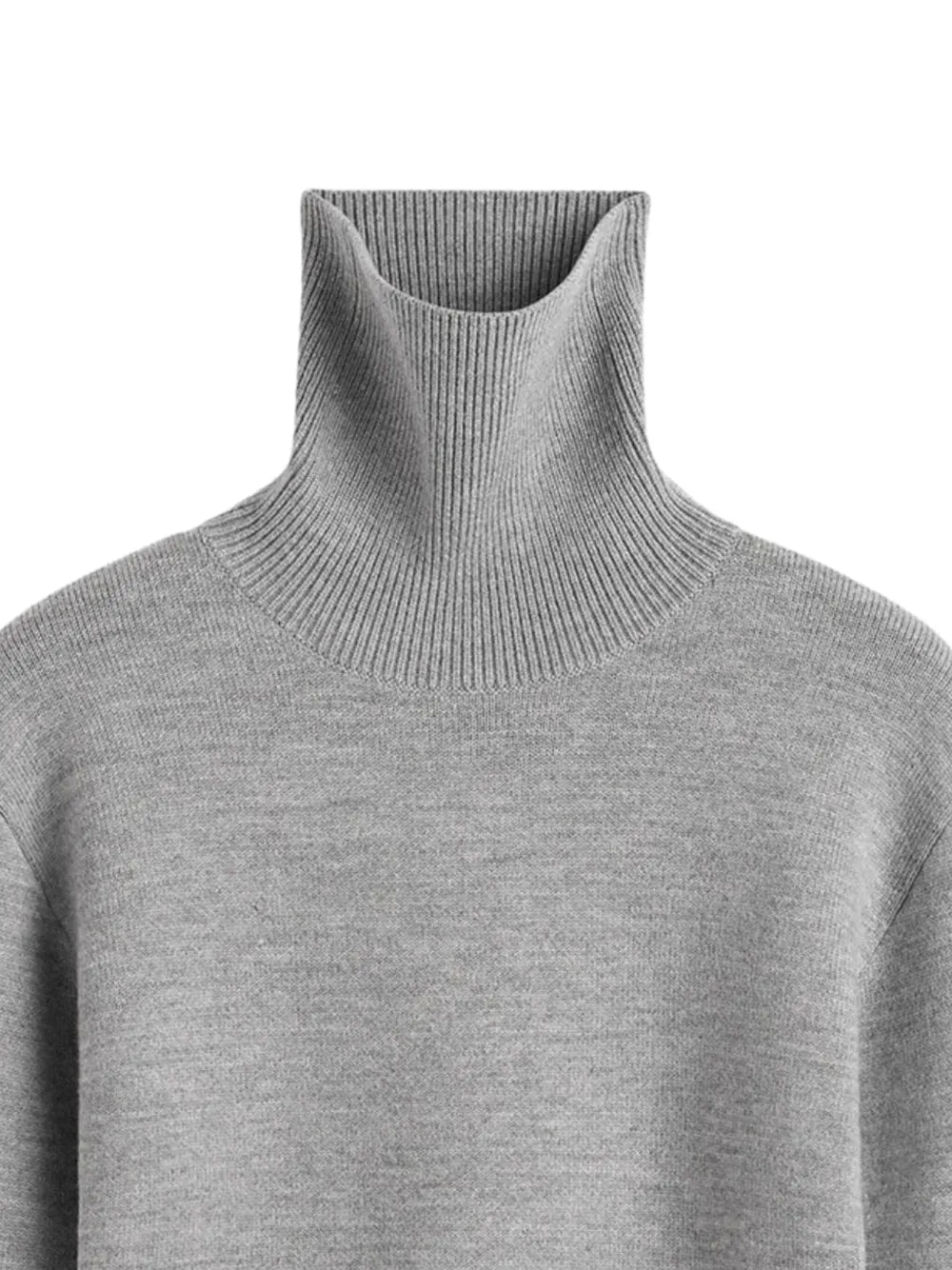 High-neck Double Knit Sweater in Pale Grey Melange