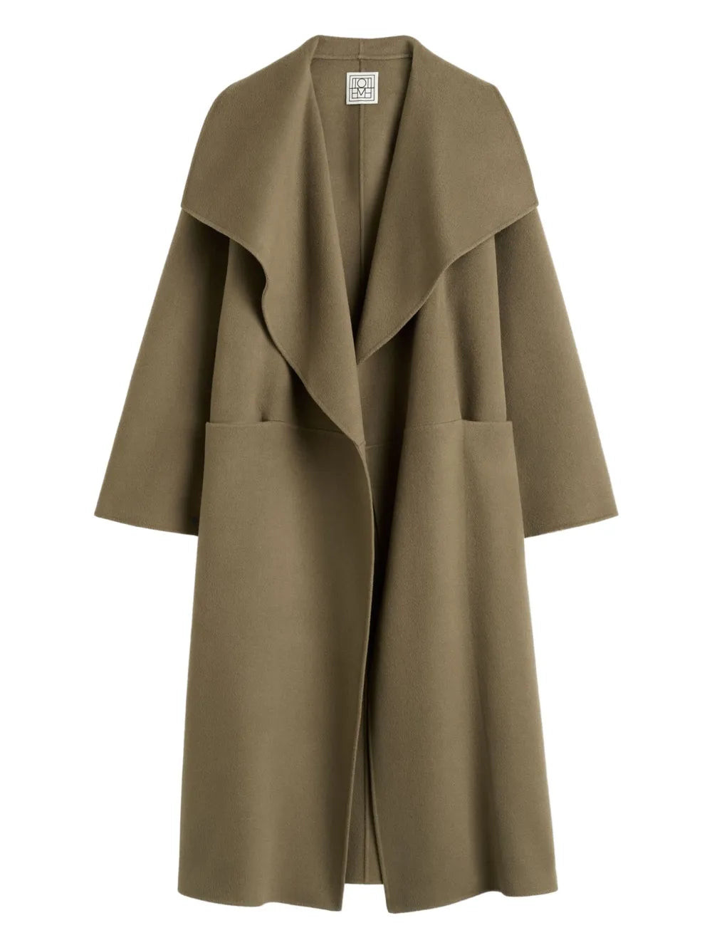 TOTEME Signature Doublé Coat in Hazel showcasing its oversized silhouette and luxurious wool-cashmere blend.