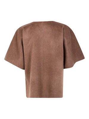 Stylish Calle Wool Blouse in Dark Brown Melange by By Malene Birger, ideal for pairing with skirts and trousers.