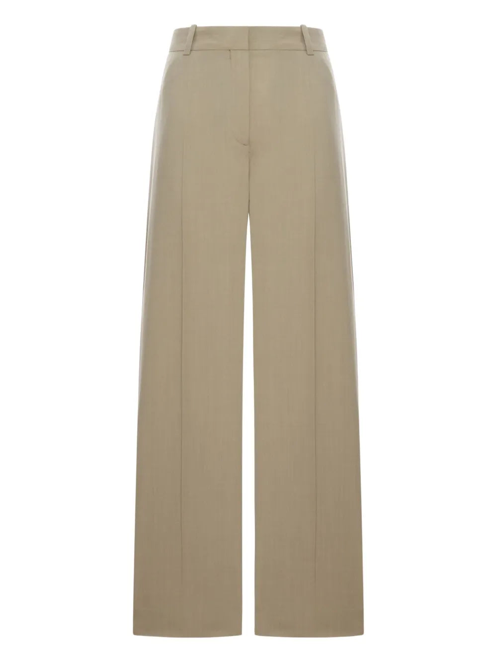 Wide Fluid Trousers in Taupe from TOTEME showcasing a stylish wide straight silhouette and structured waistband.