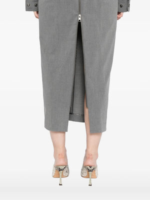 Close-up of the fabric texture of the Scout Dress in Static Grey by Staud, emphasizing quality materials.