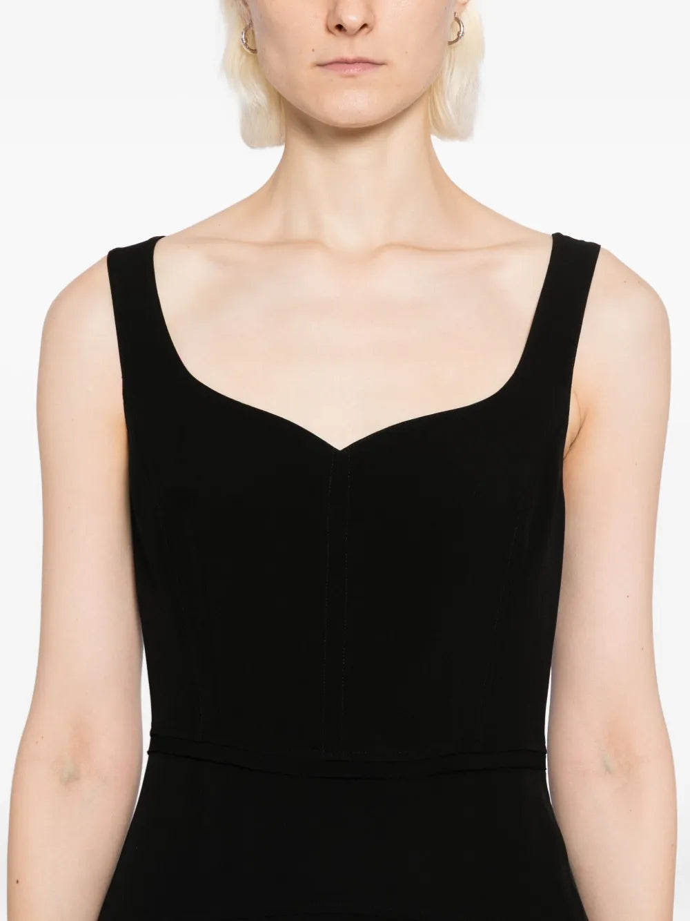 Back view of the Ulla Johnson Vivi Midi Dress in Noir, showcasing the fit and style perfect for any occasion.