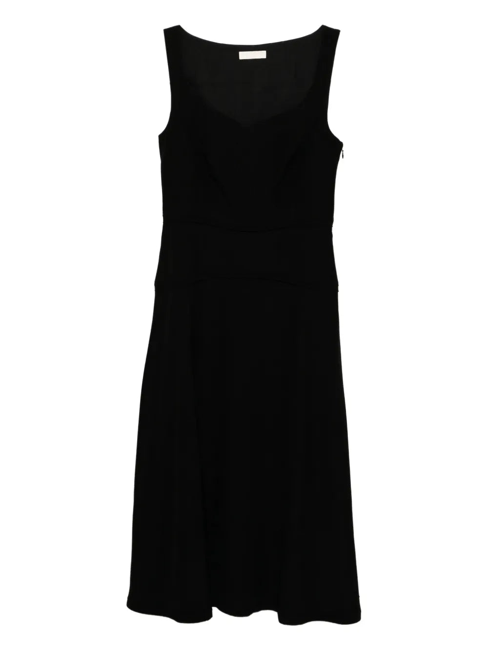 Ulla Johnson Vivi Midi Dress in Noir features a classic sweetheart neckline and refined satin-back crepe fabric.