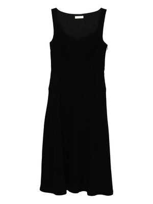 Ulla Johnson Vivi Midi Dress in Noir features a classic sweetheart neckline and refined satin-back crepe fabric.