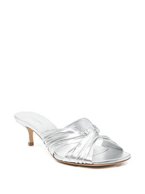 Top view of Antonia Kitten Heel in Silver featuring cushioned calf leather insole and 50mm heel.