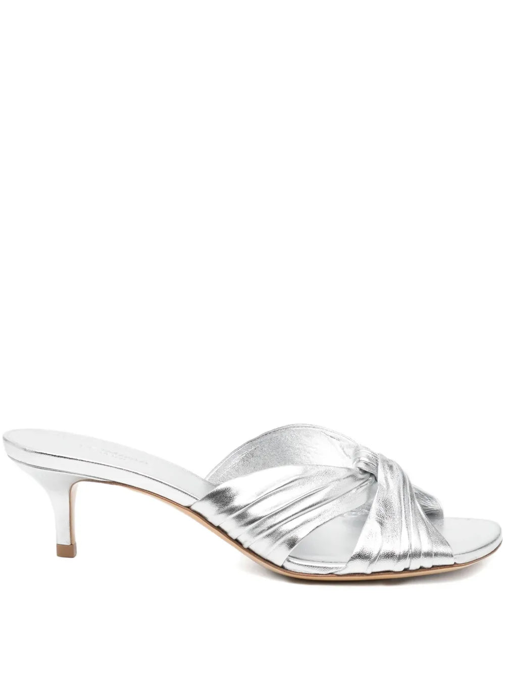 Antonia Kitten Heel in Silver by Le Monde Béryl showcasing its elegant design in supple ecru leather.