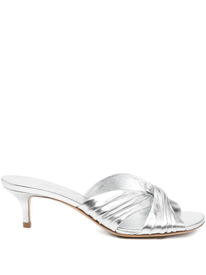 Antonia Kitten Heel in Silver by Le Monde Béryl showcasing its elegant design in supple ecru leather.