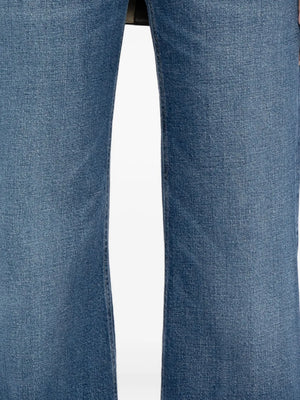 Back view of the Kimberly 70's Flare in Cruise from Citizens of Humanity, emphasizing the medium-to-dark indigo wash with soft fading.