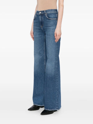 Side view of the Kimberly 70's Flare in Cruise, detailing the contouring waist and classic 70s flare leg opening for a vintage look.