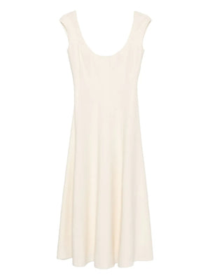 Staud Charlotte Dress in Ecru featuring scoop neck and corset seams.
