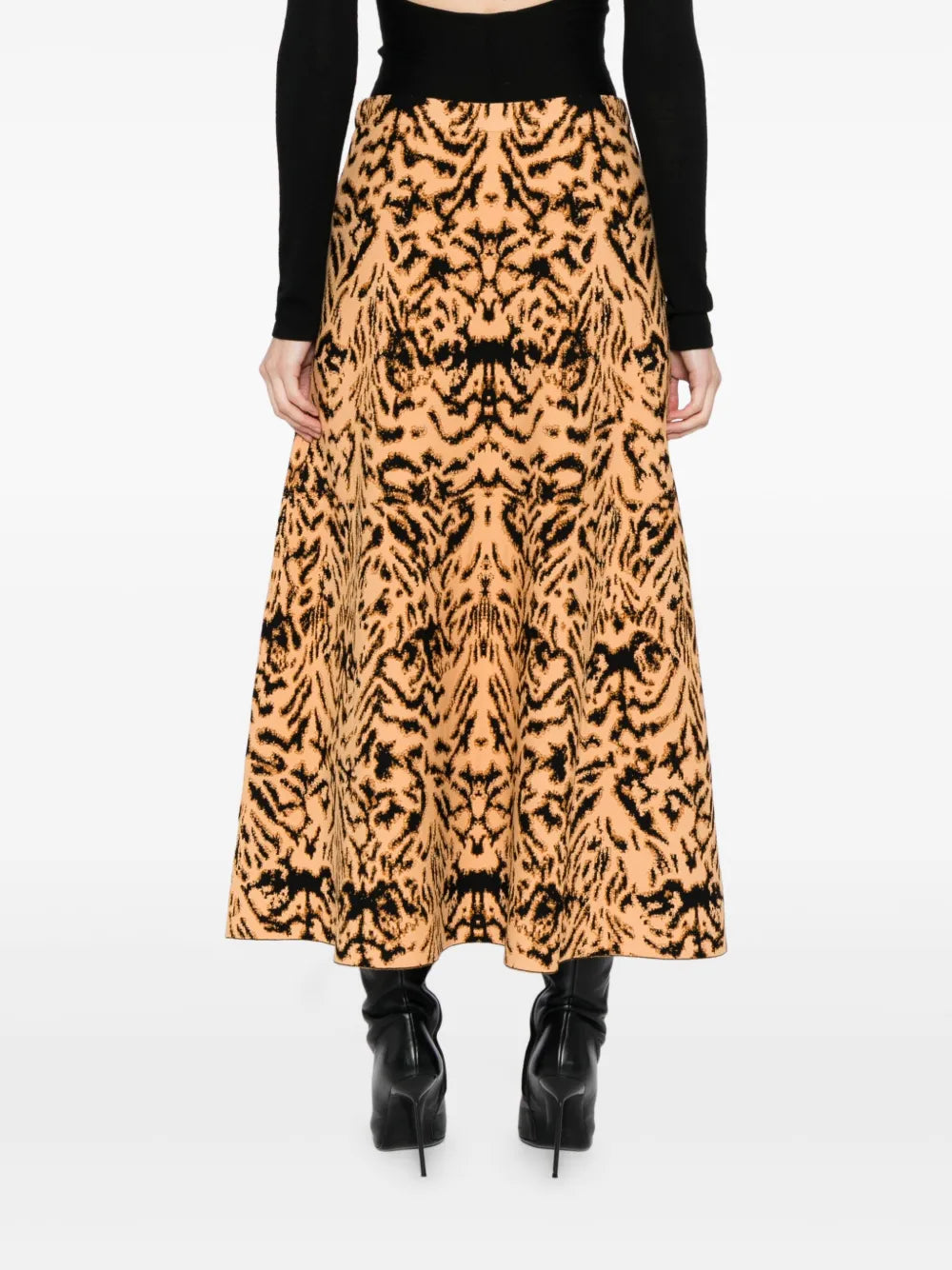 Model wearing the Ulla Johnson Lani Skirt in Bengal, paired for a chic look.
