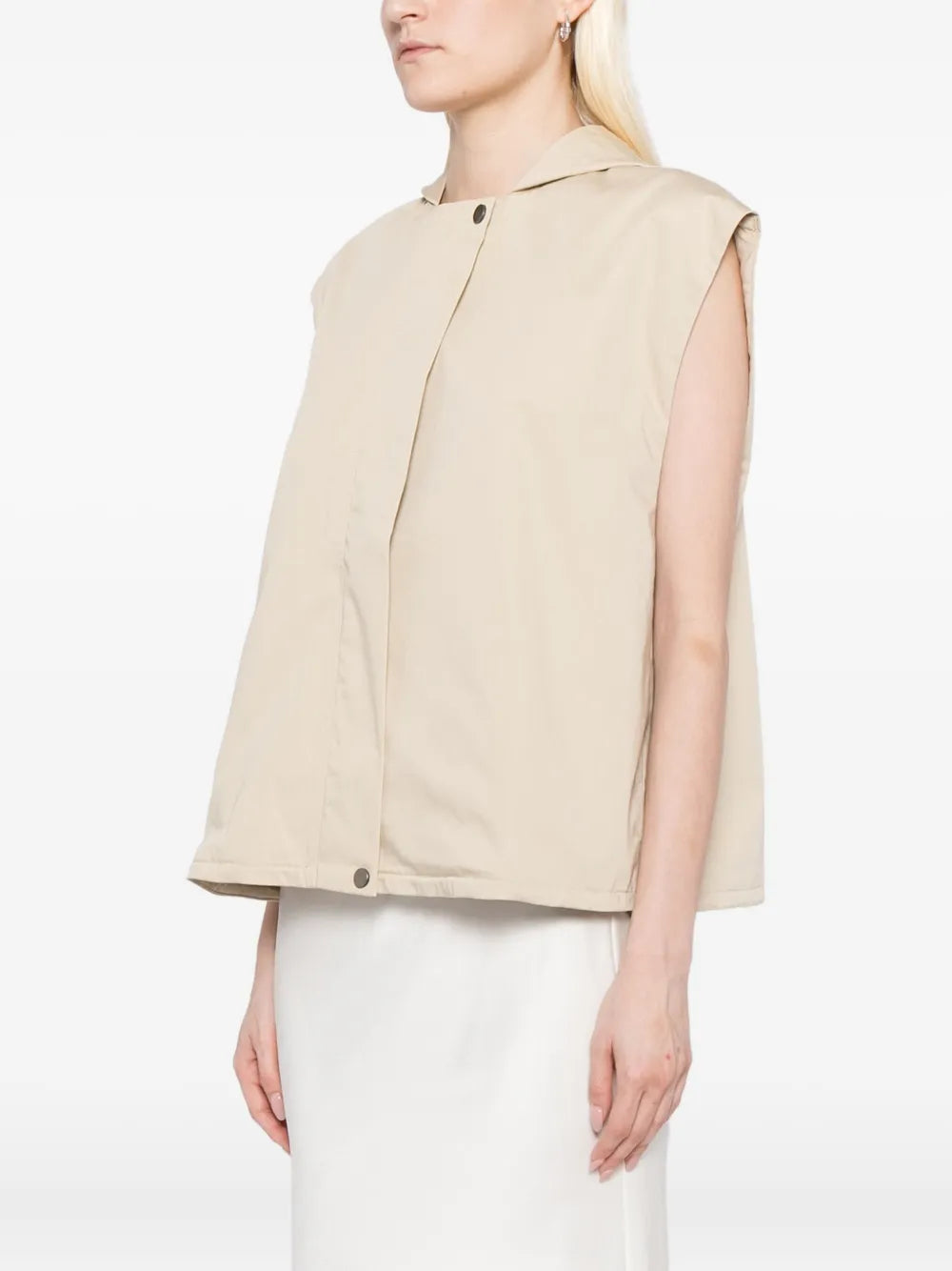 Cotton Sleeveless Parka in Champagne