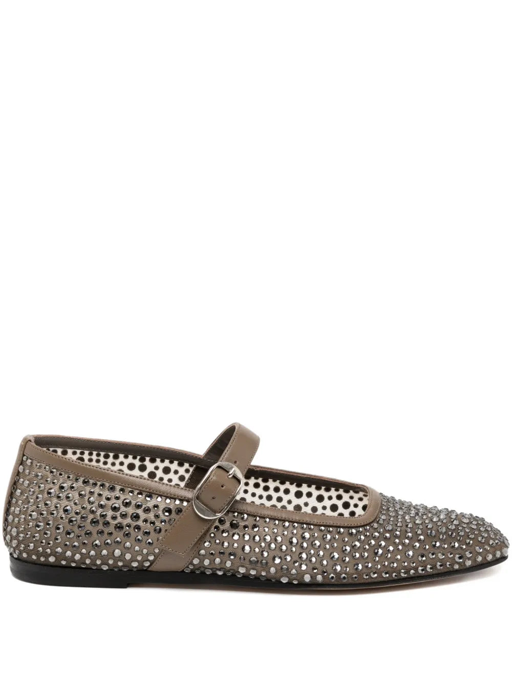 Ballet Mary Jane in Smokey by Le Monde Béryl, featuring elegant mesh and crystal detailing.