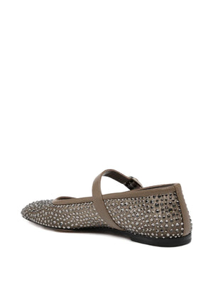Stylish Ballet Mary Jane in Smokey, emphasizing the 10mm heel and fine leather piping.