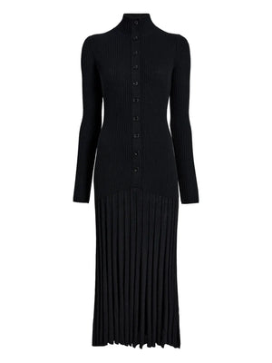 Jada Dress in Black by Proenza Schouler showcasing the slim silhouette and adjustable button-front placket.