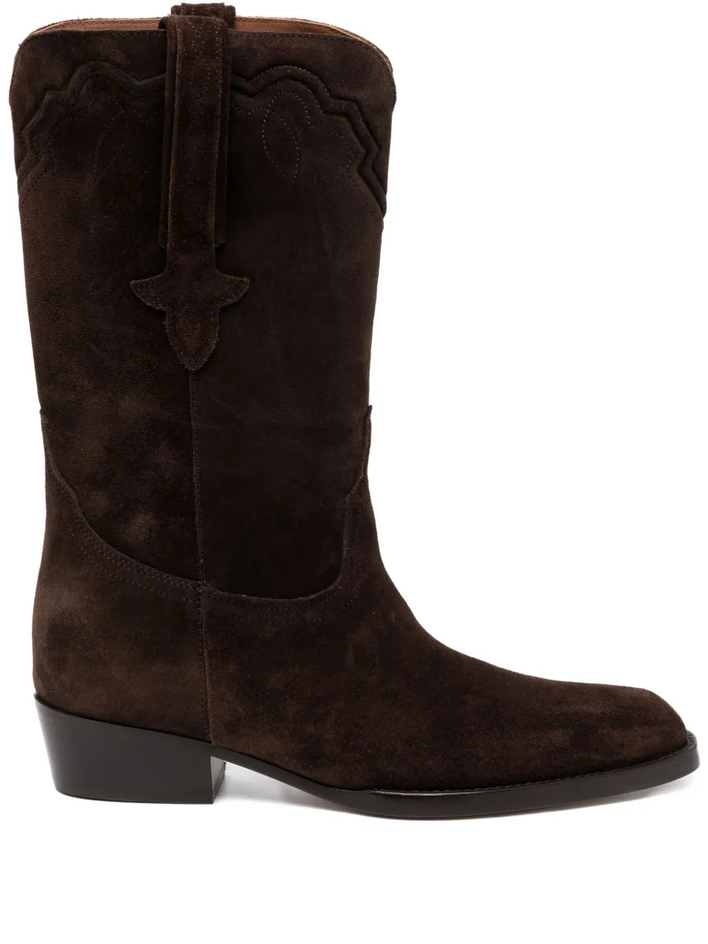 Stylish Hilda Boot in Ebony Suede with square toe design by Paris Texas.
