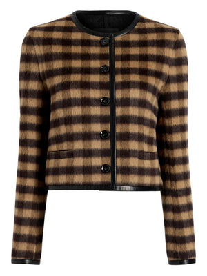 Helene Jacket in Khaki Multi by Proenza Schouler, showcasing a tailored silhouette with a plaid double face cashmere fabric.