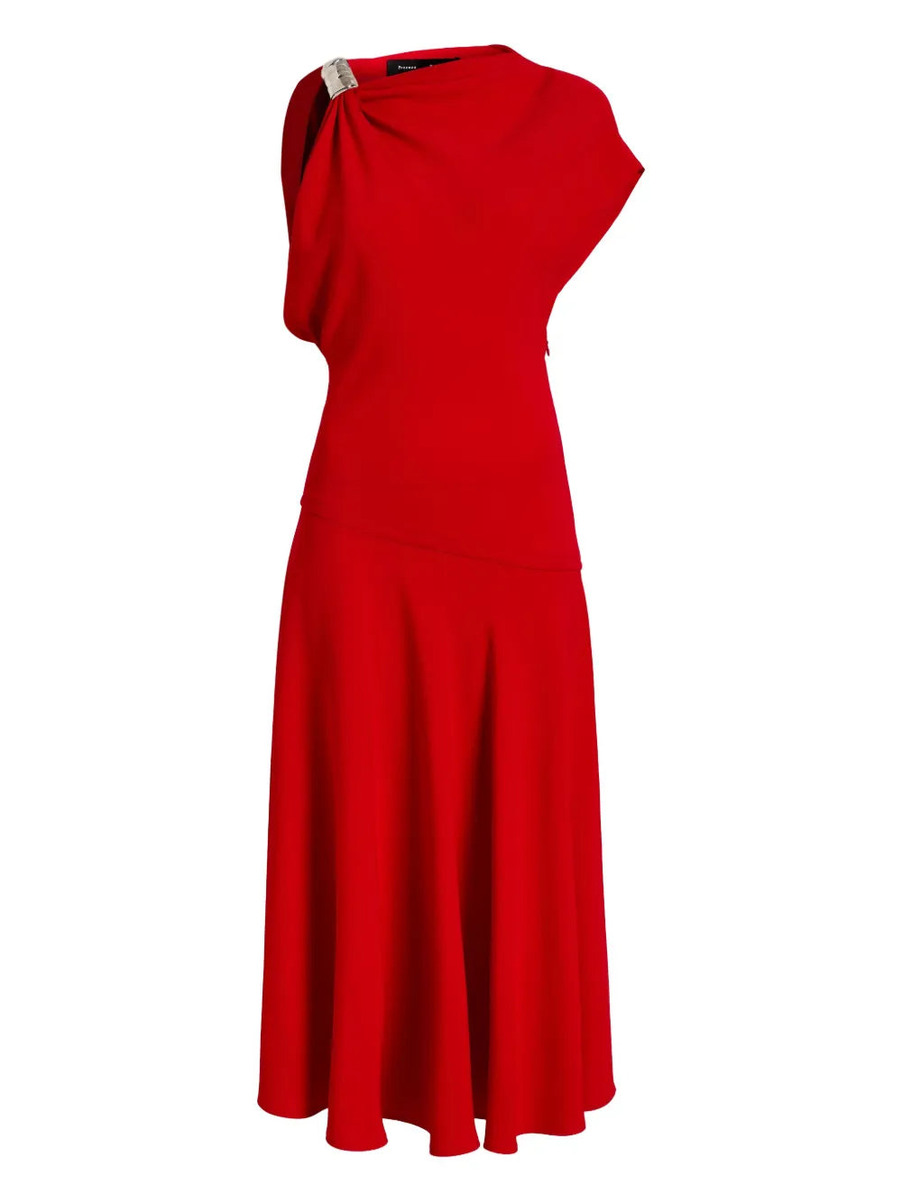 Rue Dress in Red featuring asymmetric one-shoulder design and sculptural shoulder detail by Proenza Schouler.