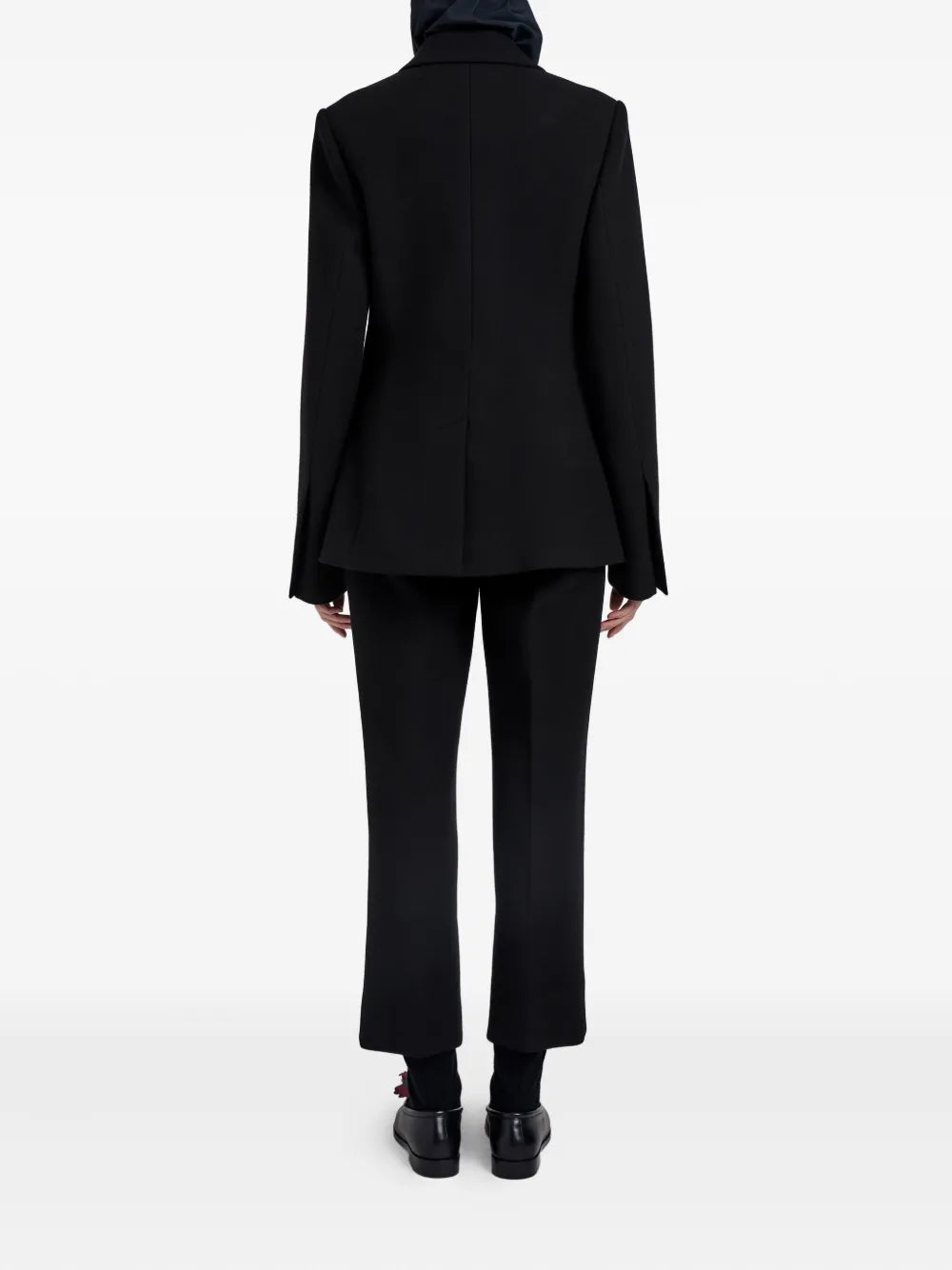 Detail shot of the exposed zippers on the Silva Jacket in Black by Proenza Schouler.