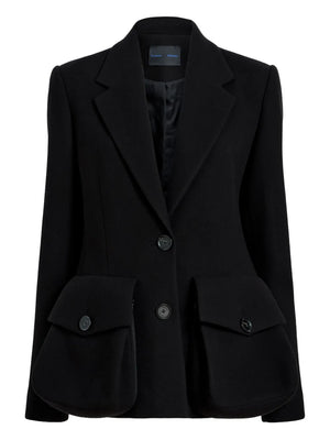 Silva Jacket in Black by Proenza Schouler showcasing its sleek neck and double button design.