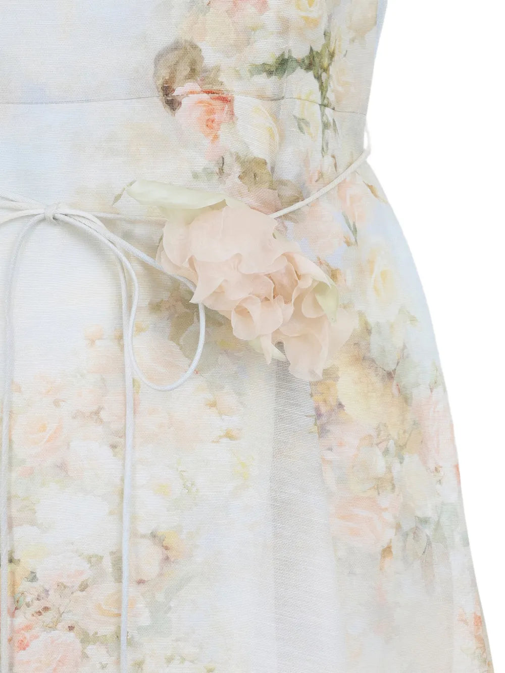 Model wearing the Memento Picnic Midi Dress in Rose Arbor from Zimmermann's Fall 2025 Collection, embodying chic style.