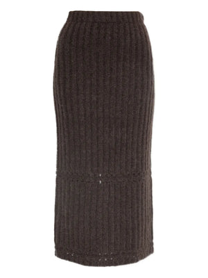 Sofia Maxi Skirt in Carafe by By Malene Birger, showcasing a straight silhouette and high elastic waist, perfect for colder weather.