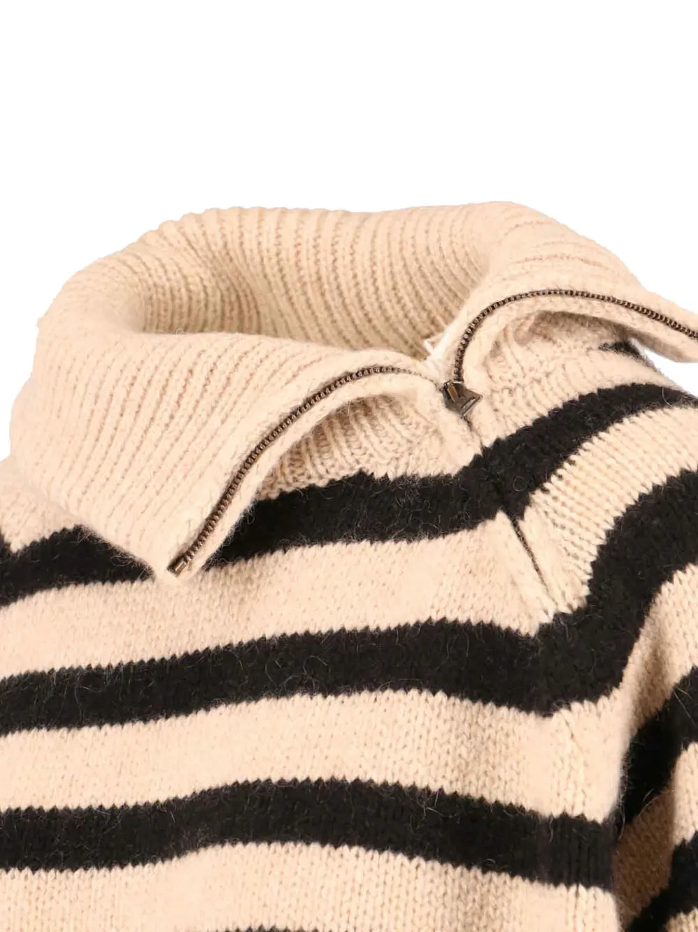 Back view of the Raelynn Cashmere Sweater in Parchment/Black featuring signature cable knit detail.