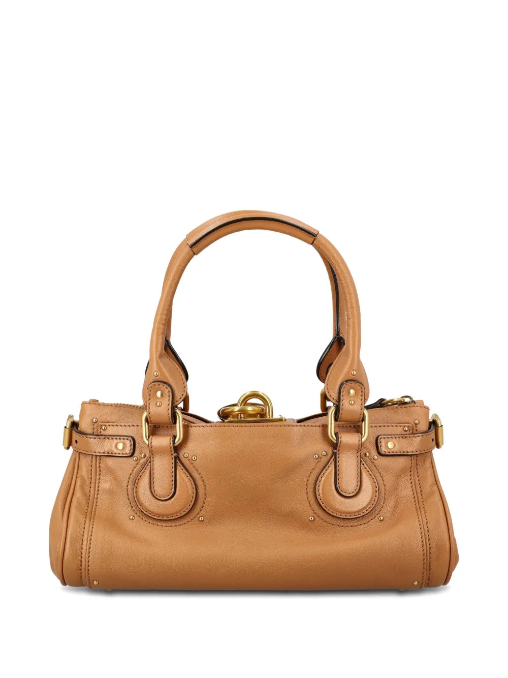 Stylish shot of the Mustang Brown Paddington Bag by Chloé, featuring the unique zip opening and luxurious leather.