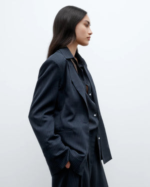 Unlined Husband Blazer in Midnight/White