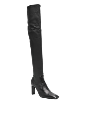 Detail view of the Over-the-knee Boot in Black showcasing the elegant 85mm set-back heel.