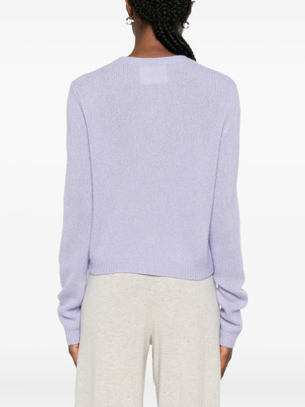 Styled outfit featuring the Felicia Cardigan in Soft Lavender, perfect for layering in cooler weather.