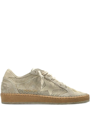 Golden Goose Ball Star Perforated Suede sneakers in Seed Pearl, showcasing a stylish and sporty design.