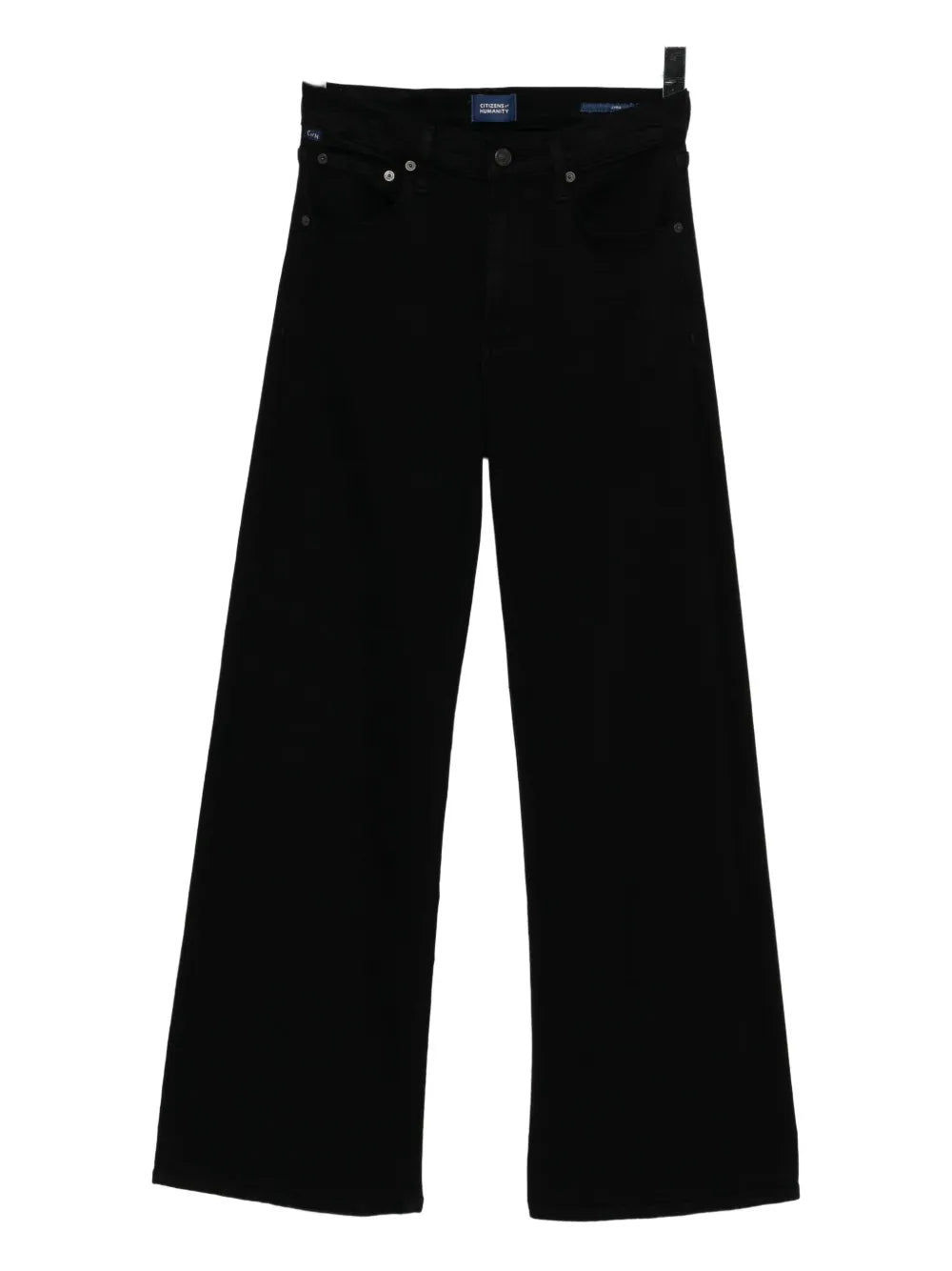 Lyra Long Wide Leg in Plush Black - Front view of the stylish wide-leg jeans designed by Citizens of Humanity.