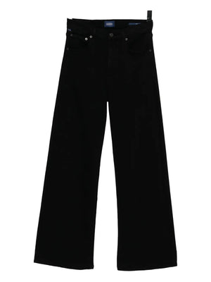 Lyra Long Wide Leg in Plush Black - Front view of the stylish wide-leg jeans designed by Citizens of Humanity.