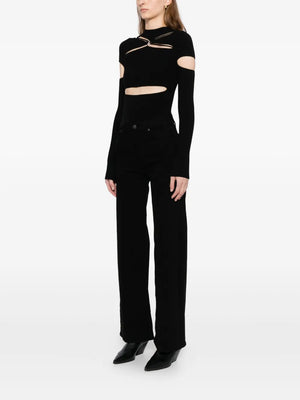 Lyra Long Wide Leg in Plush Black - Back view of the jeans highlighting the plush black wash and comfort.