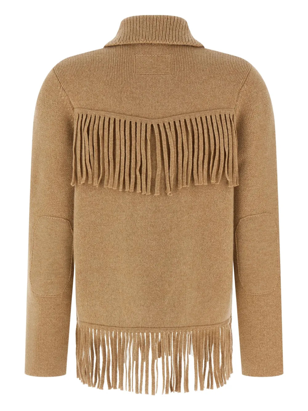 Close-up of the Western Fringe Jacket in Dune highlighting the front patch pockets and rich texture.