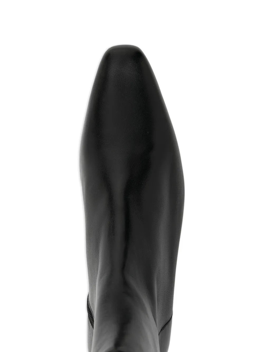 Side view of Wally Flat Ankle Boot in Black exhibiting its 25mm heel and elegant silhouette.