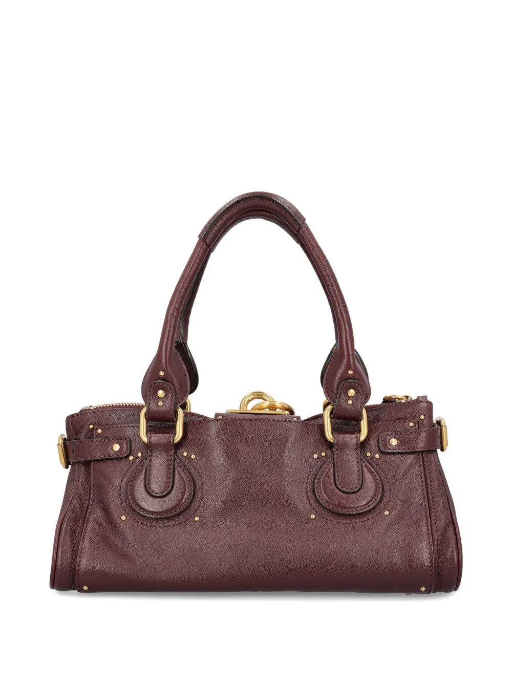 Interior of the Chloé Paddington Bag in Grenat highlighting the cotton lining and pocket design.