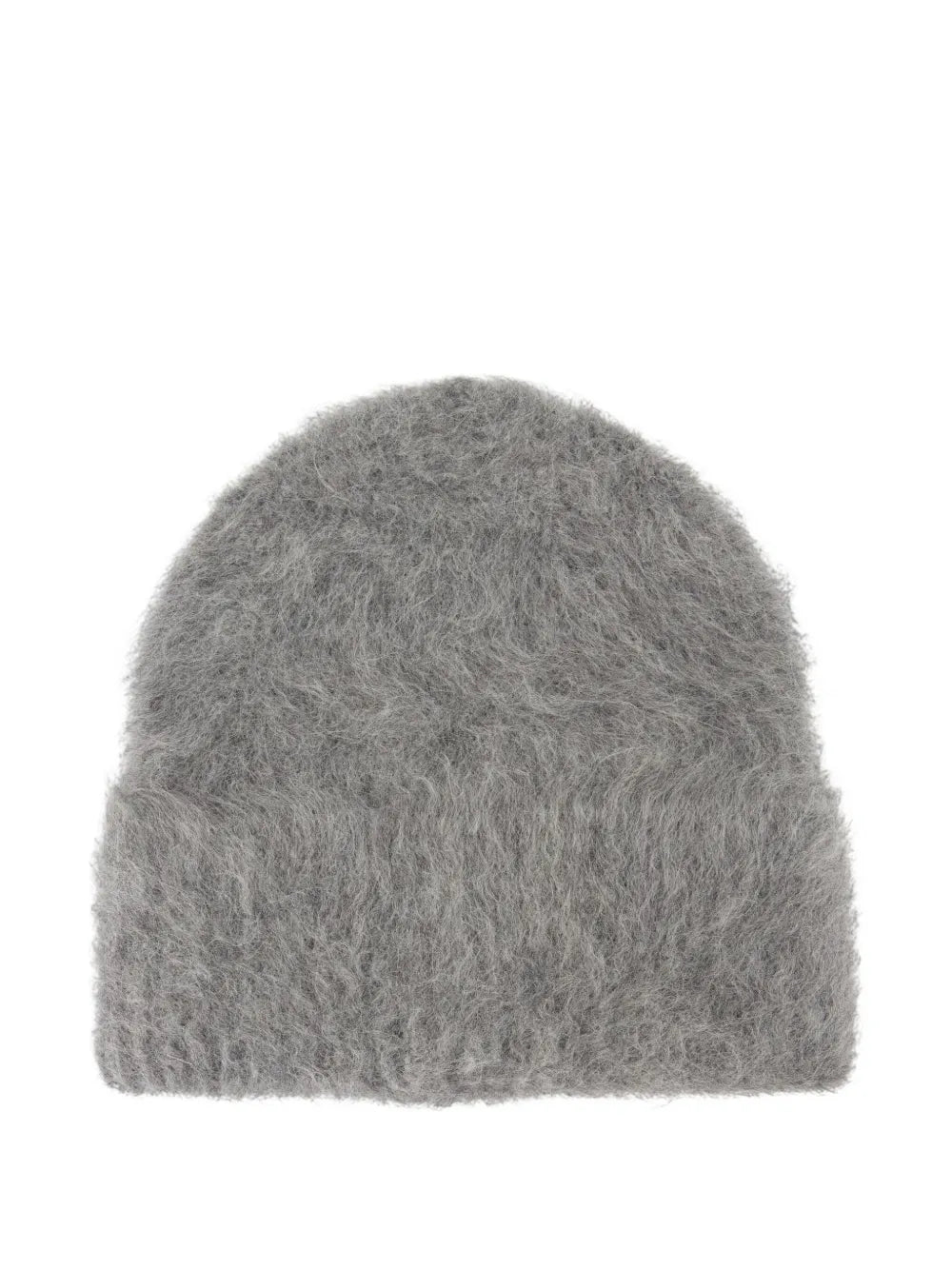 Alpaca Beanie Hat in Dark Grey Melange, a cozy and stylish winter accessory made from a fuzzy alpaca blend.