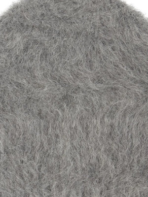 Close-up view of the Alpaca Beanie Hat in Dark Grey Melange showcasing the soft texture and quality knit.