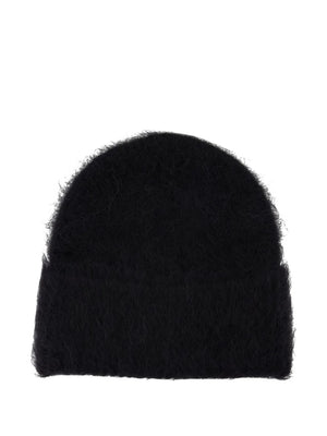 Stylish Alpaca Beanie Hat in Black by TOTEME, perfect for cozy winter wear.