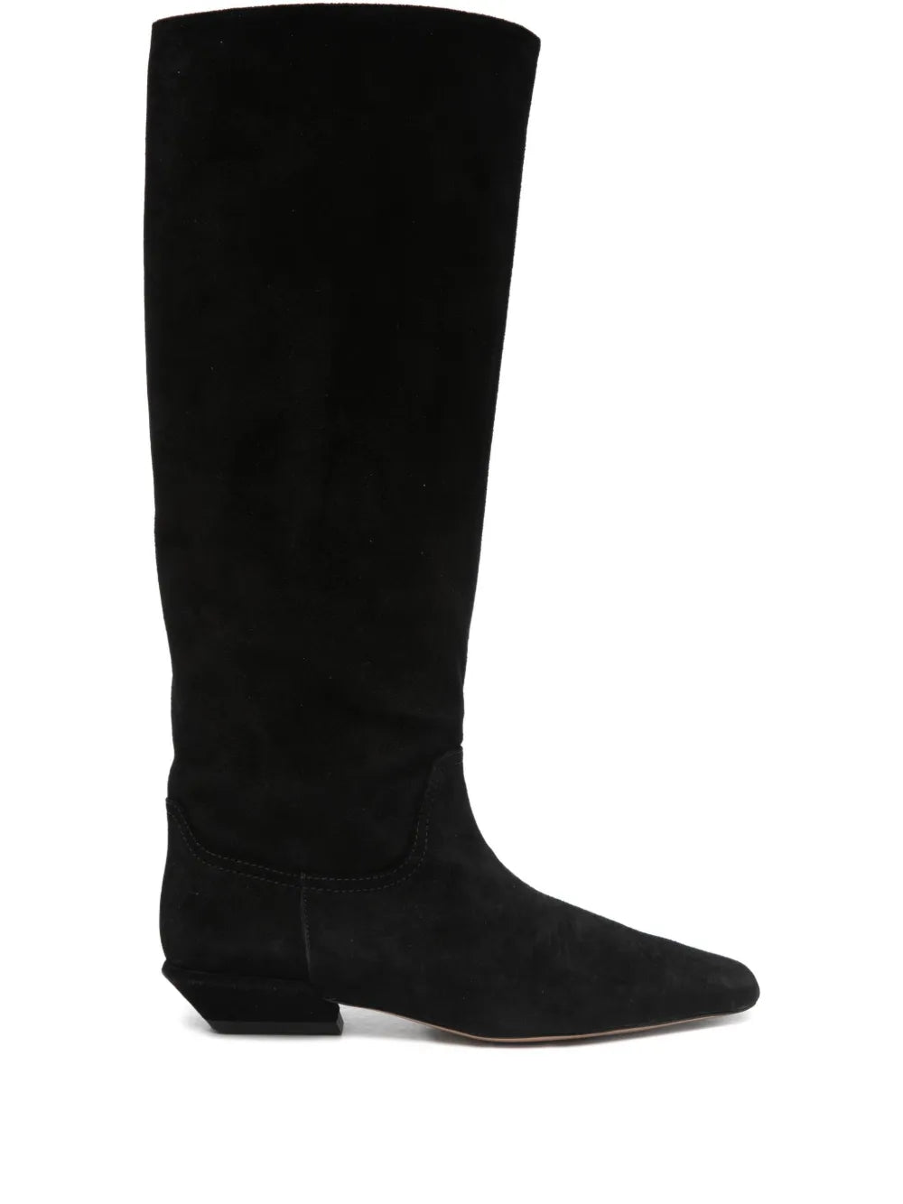 Bettina Boot in Black Suede - Stylish square-toe design by Paris Texas with a chunky heel.