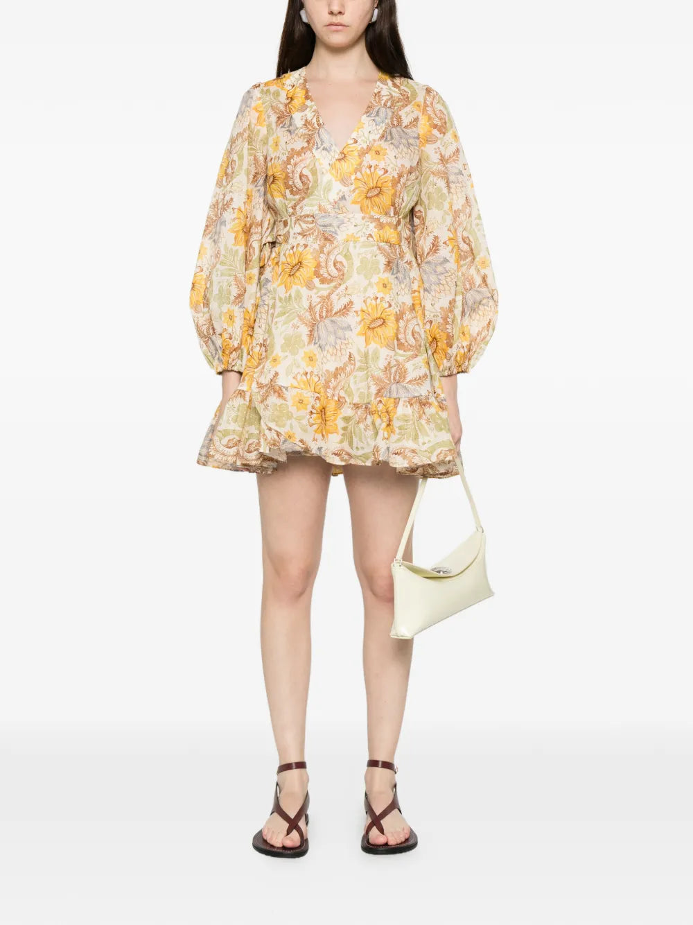 Zimmermann Daylight Stamp Floral Wrap Mini Dress