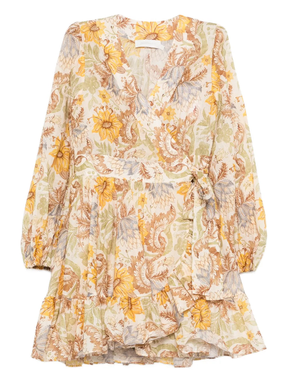 Zimmermann Daylight Stamp Floral Wrap Mini Dress