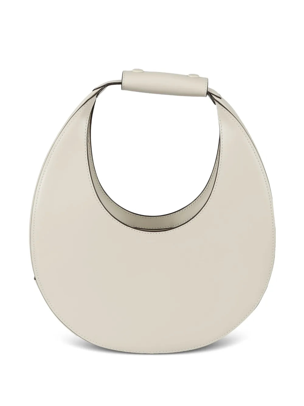 Overall look of the Mini Moon Bag in Cream on a model, showcasing its trendy appeal and practical use.