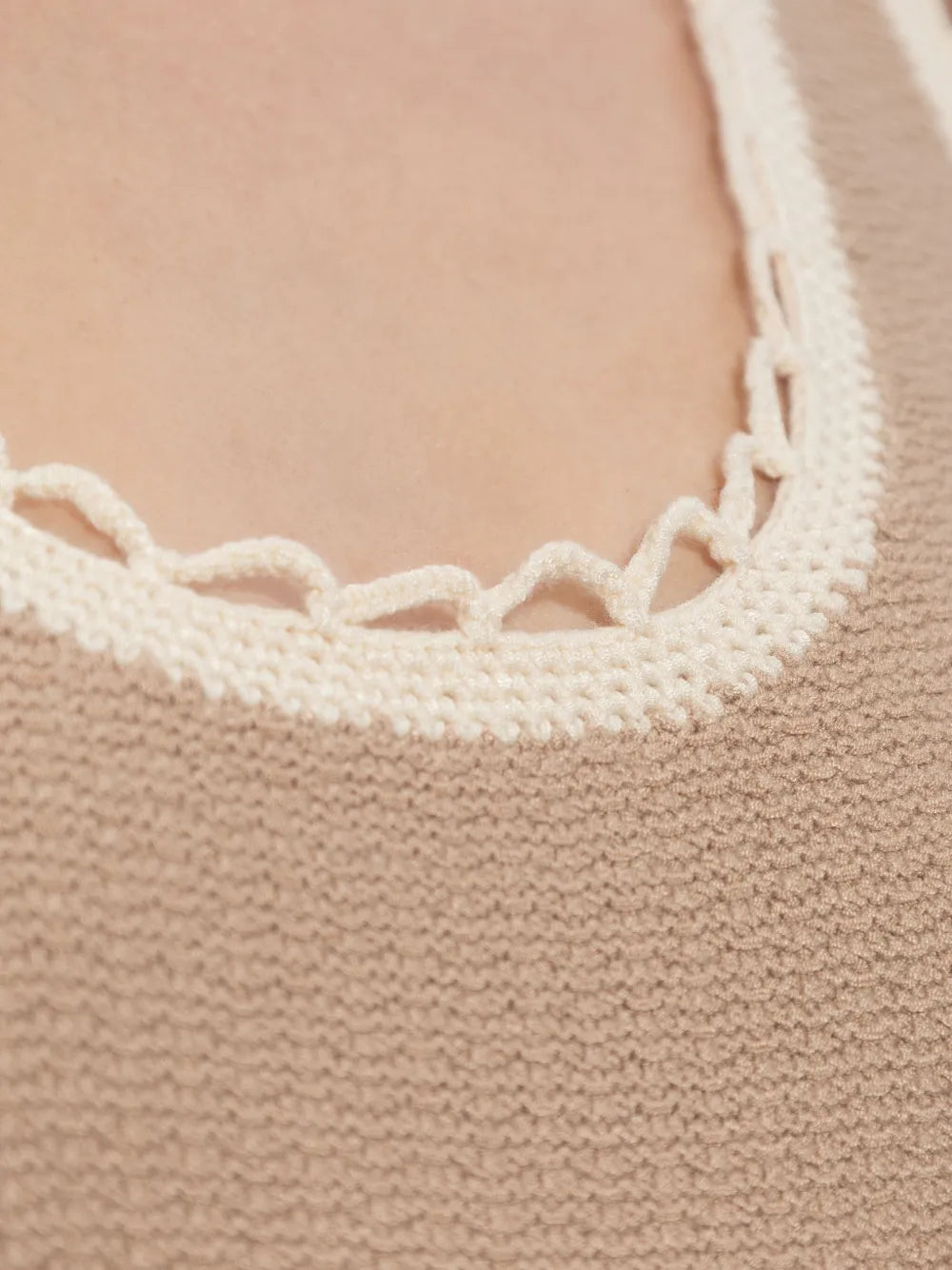 Model wearing the Willow Top in Taupe, illustrating its comfortable fit and chic design.