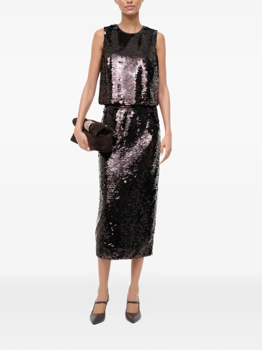 Close-up of the Seraphina Tank in Espresso/Black highlighting its boxy silhouette and luxurious design.